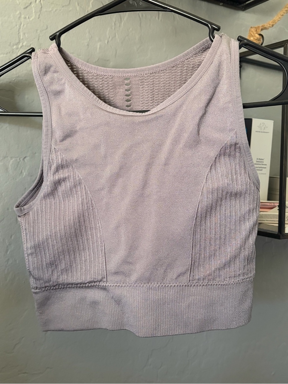 Amazon Lavender Ribbed High-Neck Seamless Sports Bra